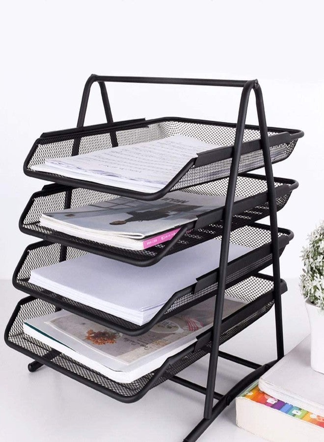 BIRZAR 4 Tier Document, File, Paper, Letter, Office, Desktop Tray Organizer file organiser, 4 Tier Metal Mesh A4 Files Documents Papers Folders Holder Desk Organizer -(Black) (Mesh 4 Tier Tray) - Image 4