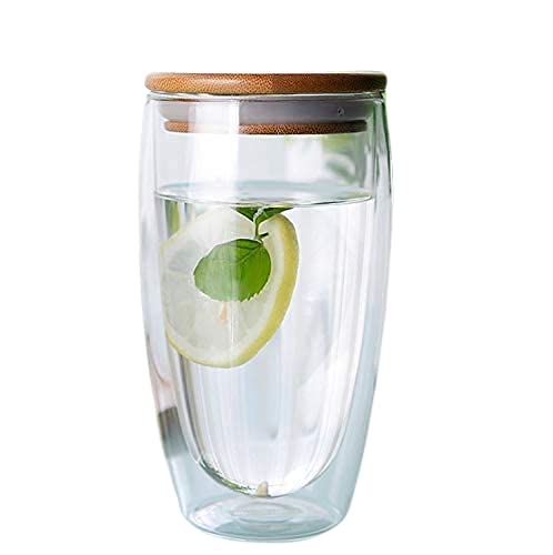 P-PLUS INTERNATIONAL Clear Coffee Mugs Set of 1, Glass for Coffee, Double Wall Insulated Glass Mugs with Big Handle and Lid 350 ml (Pack of 1) - Image 1