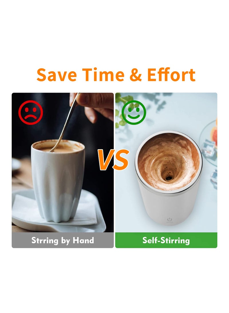 Self-Stirring Electric Mug, Rechargeable Magnetic Mixing Cup for Coffee, Milk, and Cocoa - Automatic Rotating Stirring Mug for Home, Office, and Travel (White) - Image 4