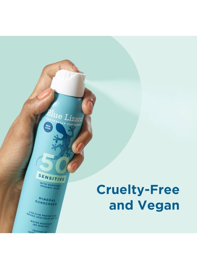 Blue Lizard Sensitive Mineral SPF 50 Spray, Dermatologist-Recommended Brand, Broad-Spectrum UVA/UVB Protection, Water-Resistant, Zinc Oxide Formula, 5 oz - Image 4