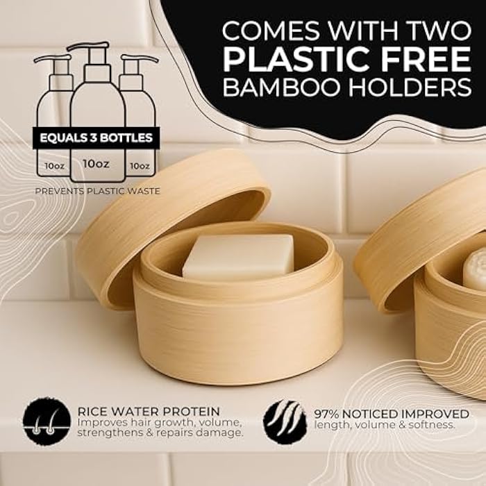 Viori The Foundation Bundle - Citrus Yao Shampoo and Conditioner Set with Bamboo Holder - Rice Water Shampoo Bar and Conditioner Bar - Sulfate-Free, Vegan and Organic - Best for Normal to Oily Hair - Image 3