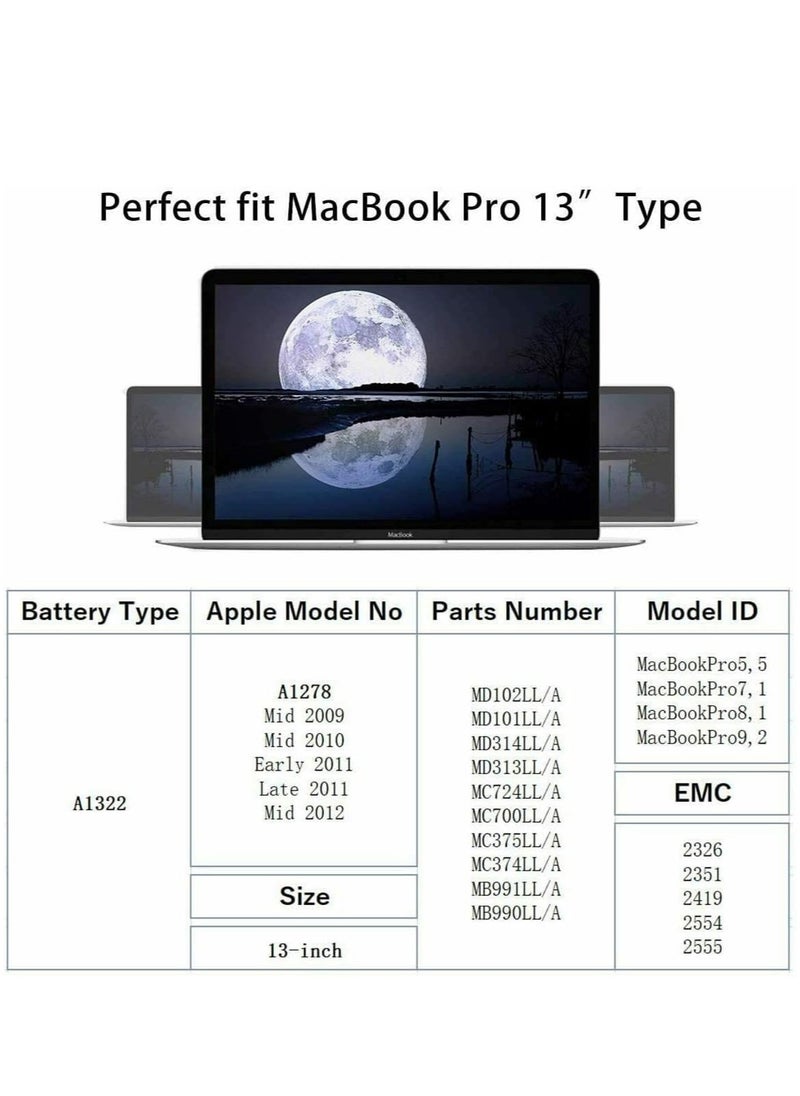 Generic Replacement Laptop Battery A1278 A1322 for MacBook Pro 13-inch A1322 A1278 Mid 2009 Mid 2010 Early 2011 Late 2012 10.95V 63.5Wh 6-Cell  - Image 3