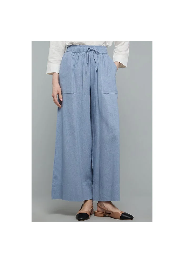 R&b Solid Wide Leg Trousers with Drawstring Waist