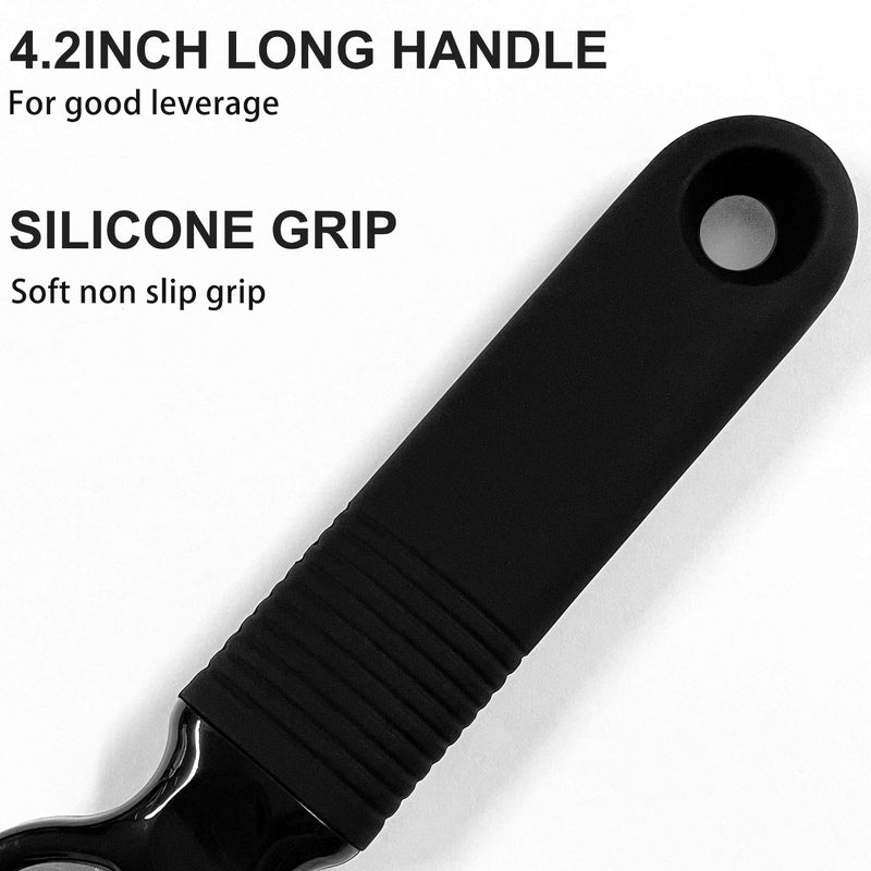 DUNLAGUE Soda Can Opener and Beer Bottle Opener Bartender with 4.2" Long Silicone Handle, Pop Top Can Tab Opener for Long Nails, Bottle Opener for Arthritic Hand and Seniors 2-Pack Black - Image 4