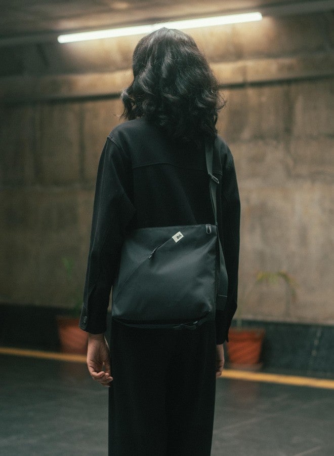 DailyObjects Joules Crossbody Bag For Girls, Men and Women| | One Spacious Main Zippered Compartment and Two Deep Slip Pockets | Detachable Strap - Dark Grey - Image 4