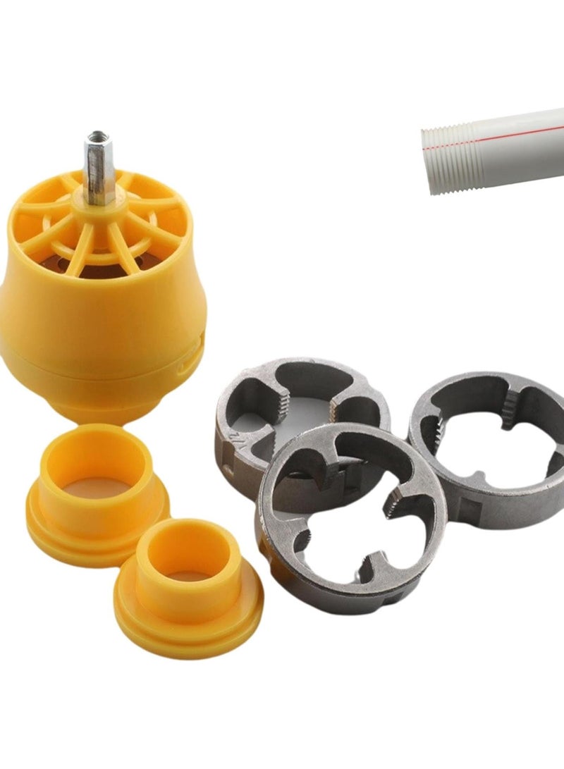 GGOOT Electric Drill Modified Water Pipe Threader，Pipe Threader Kit,Pvc Pipe Threader, Pipe Threading Tool High Performance Hardware Tools,Reusable Plastic Pipe Round Die, With 3 Dies,1/2", 3/4", 1", Inch - Image 1