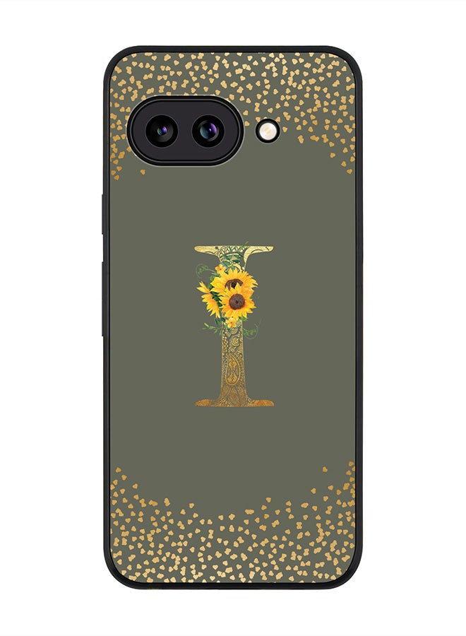 Stylizedd For Google Pixel 9a Case,Slim fit Camera Protection, Shockproof Thin Phone cover  - Custom Floral Monogram - I  (Olive Green )
