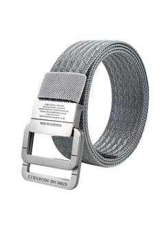 Thoraya Nylon Work Belt Adjustable Tightly Woven Utility Belt with Alloy Double Loop Buckle for Outdoor Grey  - Image 1