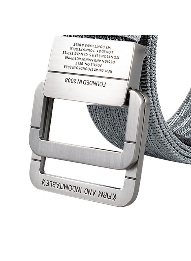 Thoraya - Nylon Work Belt Adjustable Tightly Woven Utility Belt with Alloy Double Loop Buckle for Outdoor Grey - Image 1