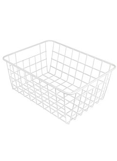 Beauenty Metal Storage Basket Wire Basket Freezer Basket Food Storage Basket Storage Basket With Handle Suitable For Kitchen,Bathroom,Bedroom,Office,Household Goods Organizer(white)  - Image 1