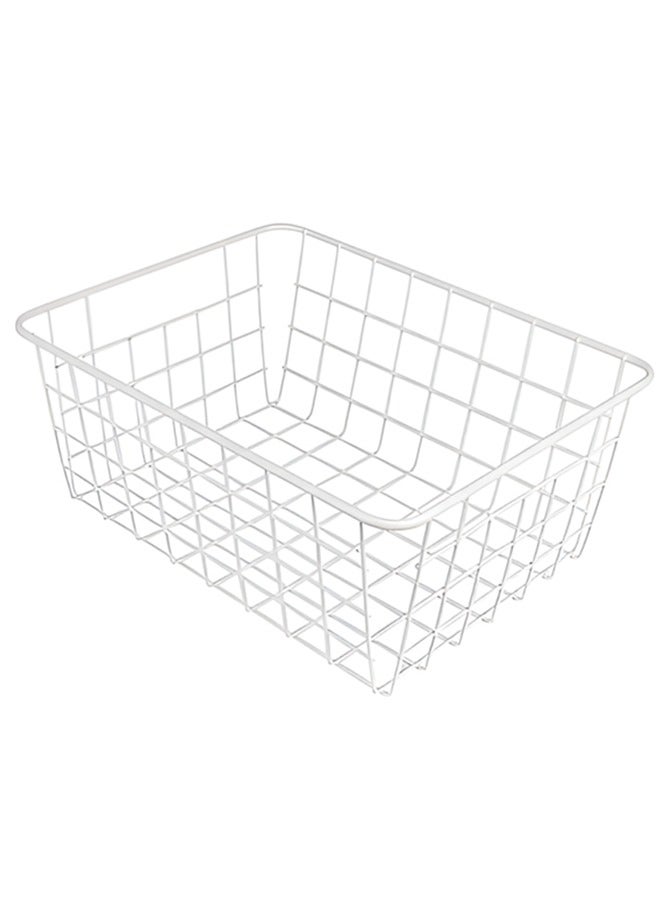 Beauenty Metal Storage Basket Wire Basket Freezer Basket Food Storage Basket Storage Basket With Handle Suitable For Kitchen,Bathroom,Bedroom,Office,Household Goods Organizer(white) - Image 1
