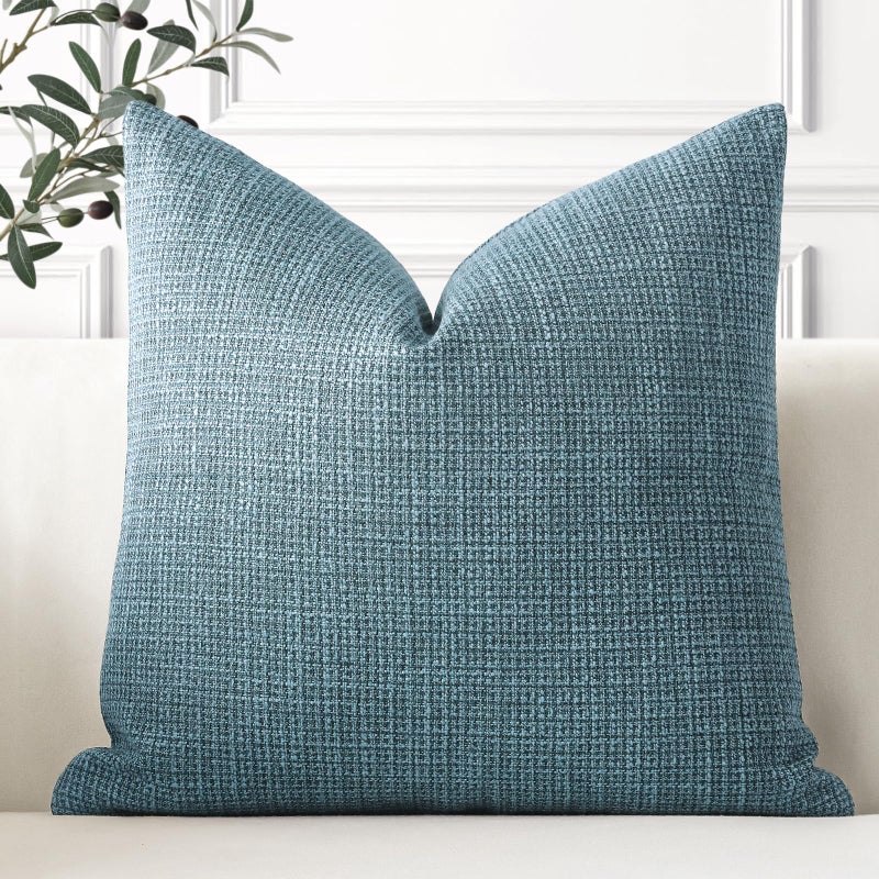 Artscope Linen Cushion Covers Set of 1 Decorative Square Pillowcase Pillow Cover 18x18 Inch for Home Decor Sofa Bedroom Car 45x45cm Blue