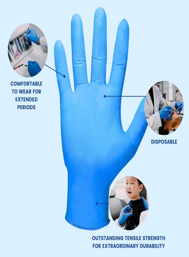 Shamrock Nitrile Examination Gloves - Blue Disposable, Powder Free, Protective, One size fits most (Retail Pack - 50 pcs/box) - Image 2
