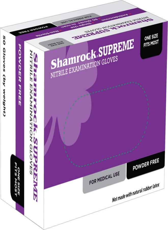Shamrock Nitrile Examination Gloves - Blue Disposable, Powder Free, Protective, One size fits most (Retail Pack - 50 pcs/box) - Image 4