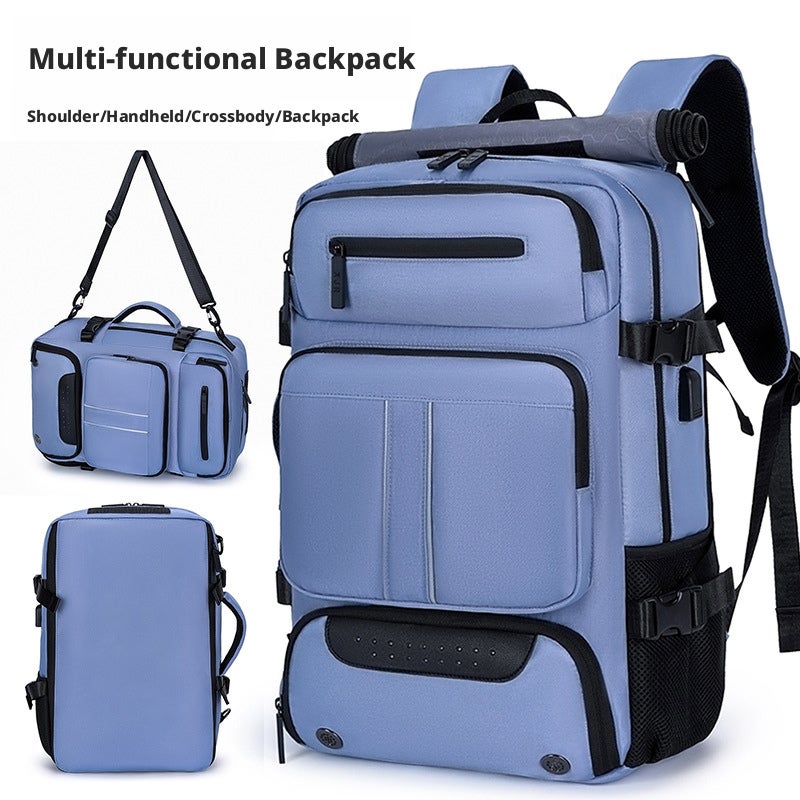Men's Large Capacity Waterproof Business Travel Laptop Backpack with USB Port, Expandable Design and Shoe Compartment - Image 2