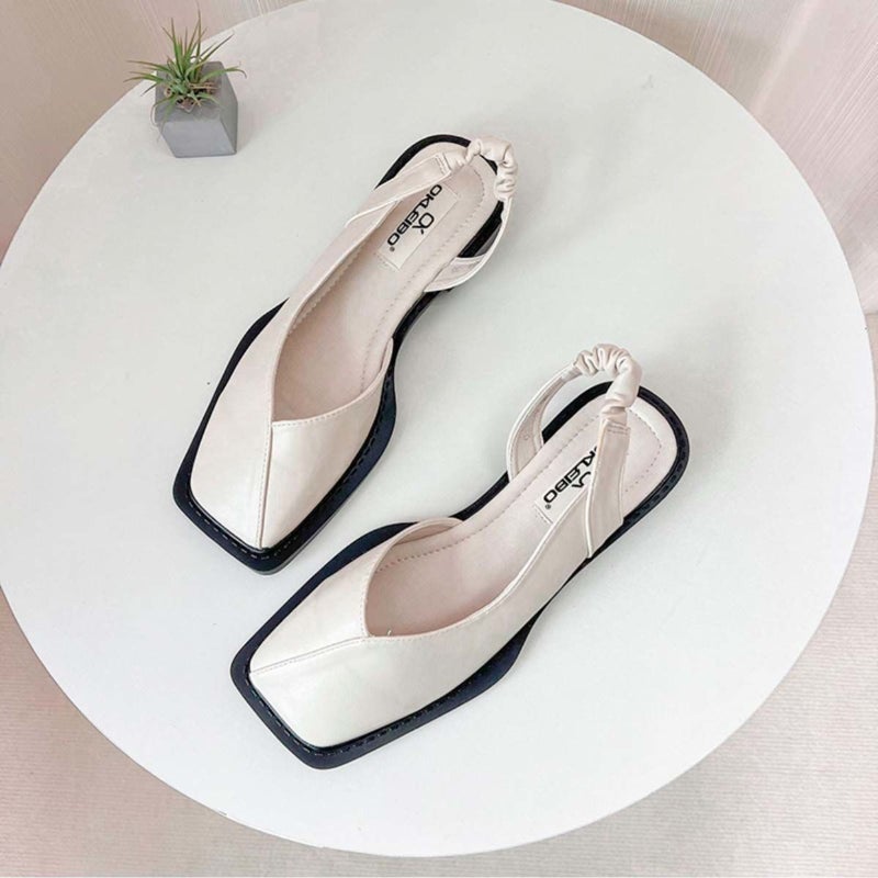 Flat fairy-style square-toe mules with open toe - Image 1