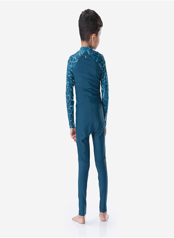 NABAIJI NABAIJI by DECATHLON, Boy's Swimsuit 100 Long Sleeves & Long Legs BANA - Green UV  - Image 3
