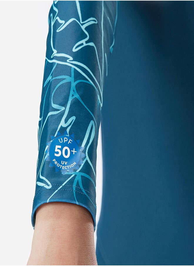 NABAIJI NABAIJI by DECATHLON, Boy's Swimsuit 100 Long Sleeves & Long Legs BANA - Green UV  - Image 4