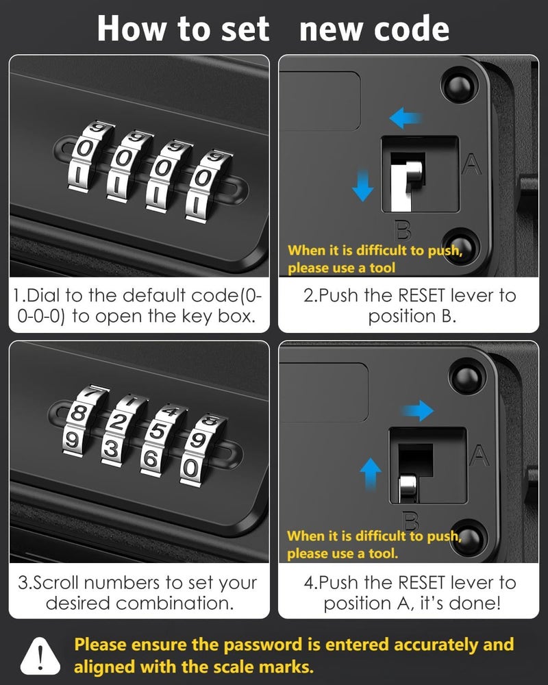 AMIR صندوق أمان محمول AMIR، صندوق أمان مع قفل تركيبي برمز، صندوق أمان سفر مضاد للسرقة مقاوم للماء مع سلسلة قابلة للإزالة، صندوق قفل محمول للمنزل، المكتب، عيد الميلاد - Image 5