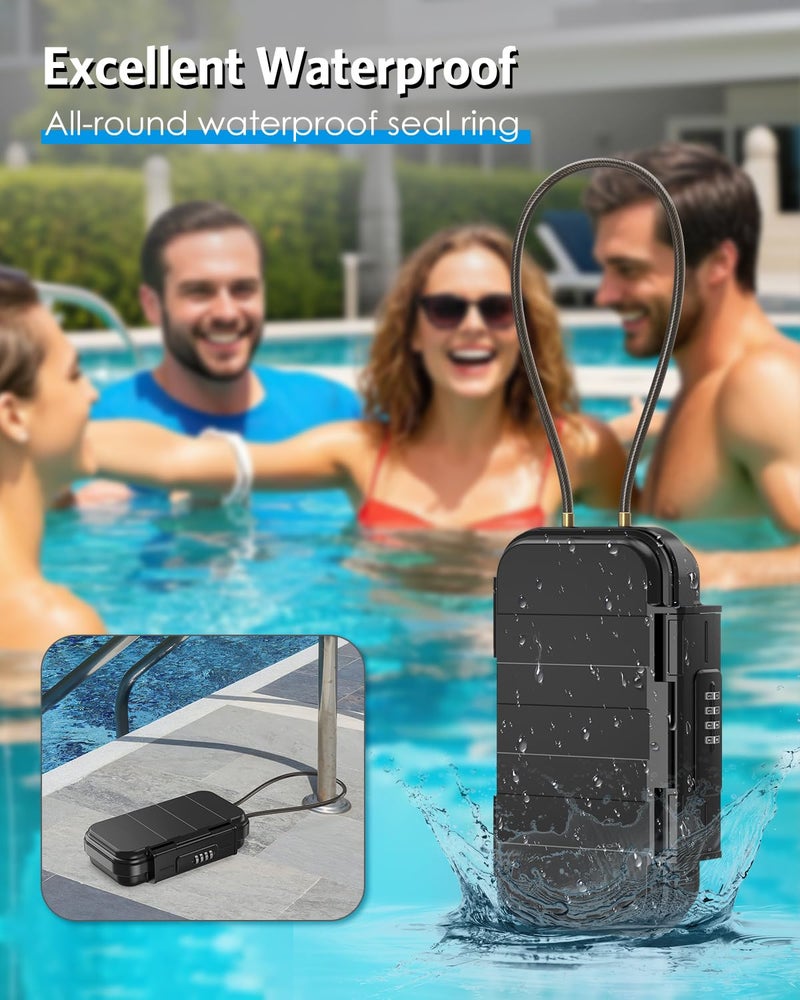 AMIR صندوق أمان محمول AMIR، صندوق أمان مع قفل تركيبي برمز، صندوق أمان سفر مضاد للسرقة مقاوم للماء مع سلسلة قابلة للإزالة، صندوق قفل محمول للمنزل، المكتب، عيد الميلاد - Image 2