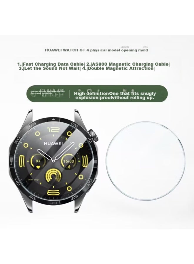 Wei Qiantu Weiqiantu حامي شاشة زجاج مقوى لـ Huawei Watch Gt4، تغطية كاملة عالية الوضوح مضاد للسقوط مقاوم للماء زجاج واقي لوجه الساعة 41mm - Image 2