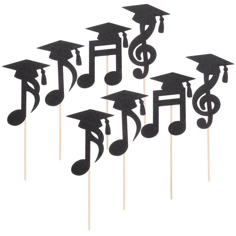 24pcs Graduation Cake Toppers Non Edible Music Note Cupcake Decorations Dessert Picks - Image 2