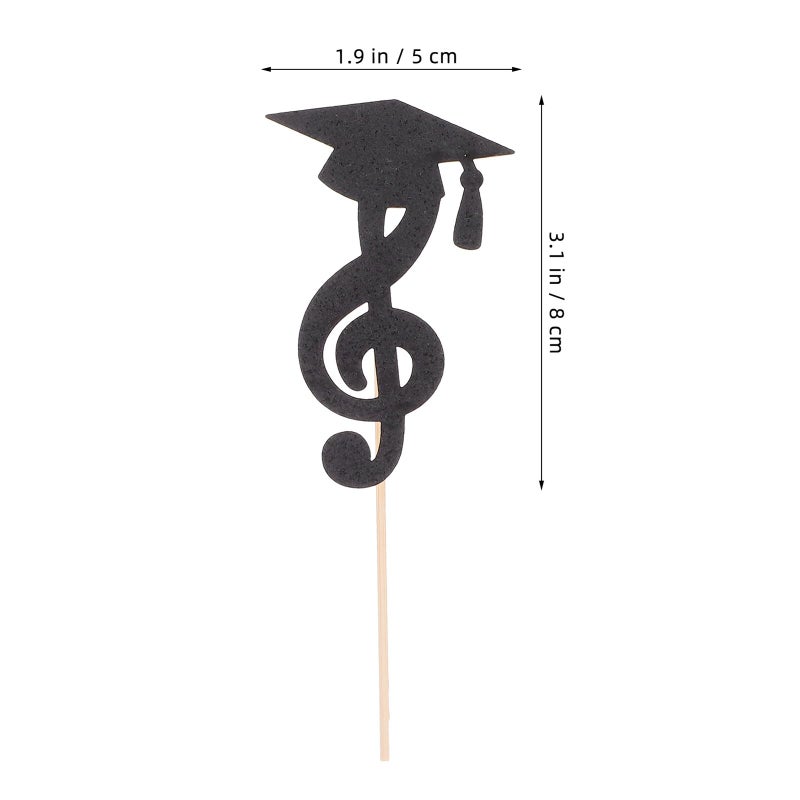 24pcs Graduation Cake Toppers Non Edible Music Note Cupcake Decorations Dessert Picks - Image 3