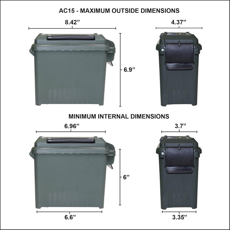 MTM AC5C 5-Can Ammo Crate Mini, Convenient size, Store 650 rounds of 9mm bulk ammo, Stackable, easy carry and transport of multi-caliber ammo, Rugged tactical carrying crate - Image 4