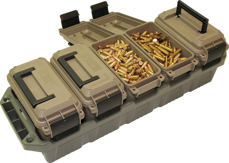 MTM AC5C 5-Can Ammo Crate Mini, Convenient size, Store 650 rounds of 9mm bulk ammo, Stackable, easy carry and transport of multi-caliber ammo, Rugged tactical carrying crate - Image 5