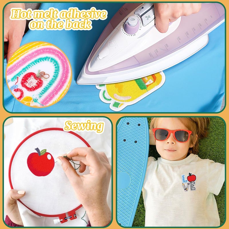 Augsun 36pcs Back to School Iron on Patches Pencil School Bus Embroidered Sew Applique Repair Patch Teacher Students DIY Crafts for Clothing Jacket Jeans Pants Dress Backpack Hat Decorations - Image 5