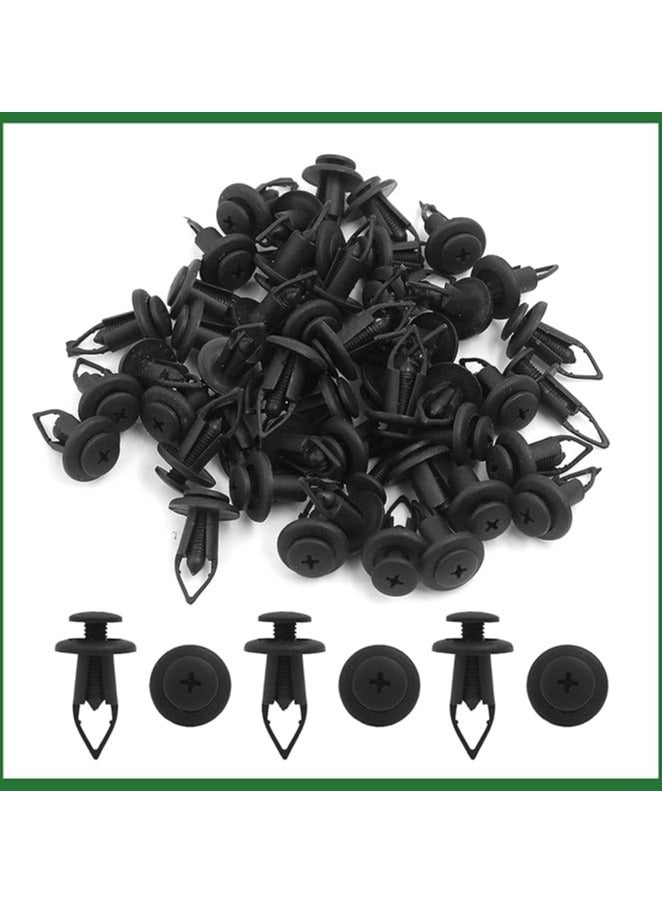 مجموعة 50 قطعة مسامير بلاستيكية سوداء تثبيت دفعية، مشابك توسع 9 مم للسيارة، مثبتات للهيكل الداخلي والخارجي للسيارة، متينة وطويلة الأمد