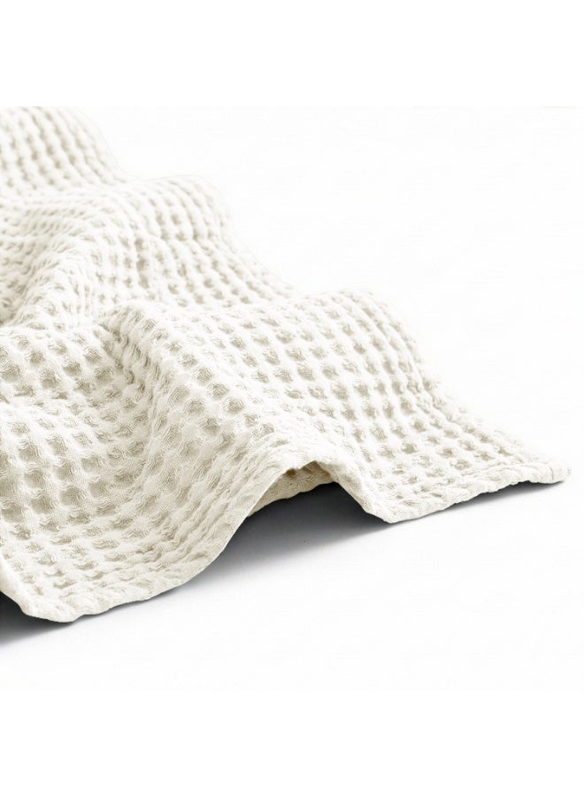 Relax Egyptian cotton Waffle throw blanket,ultra-soft & lightweight with an elegant woven design ,king size 255x225 cm ,Off White Color - Image 4