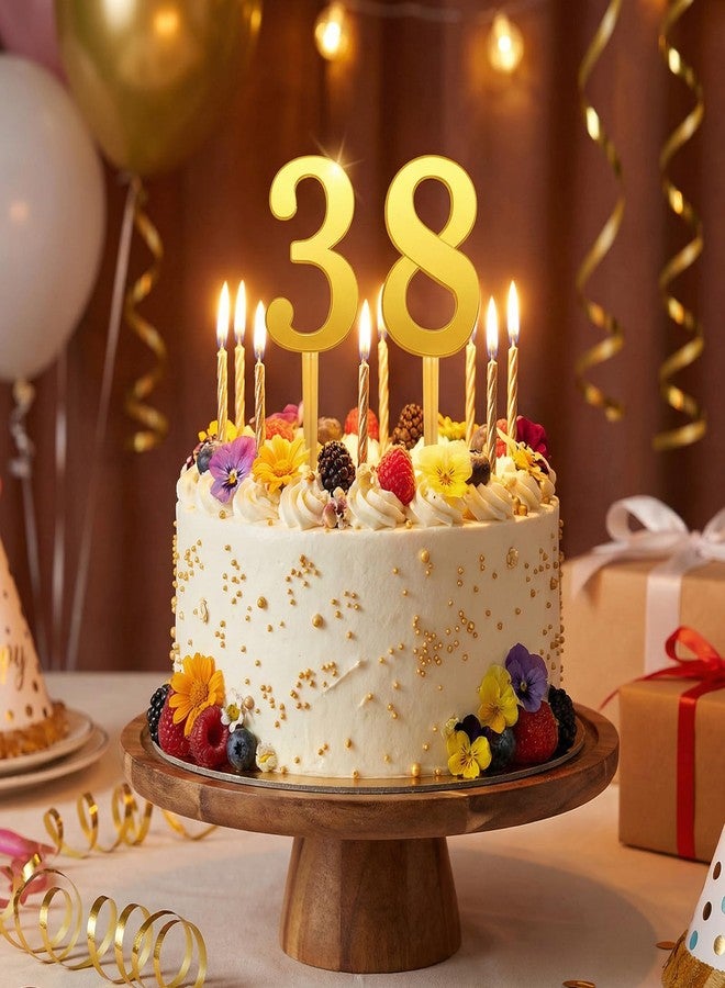 Matwsec مجموعة ماتوسيك من 20 قطعة من الأرقام الذهبية من 0 إلى 9 لتزيين الكيك، أرقام كيك أكريليك لامعة، زينة يدوية الصنع للكيك لحفلات أعياد الميلاد وحفلات الزفاف والذكرى السنوية - Image 3