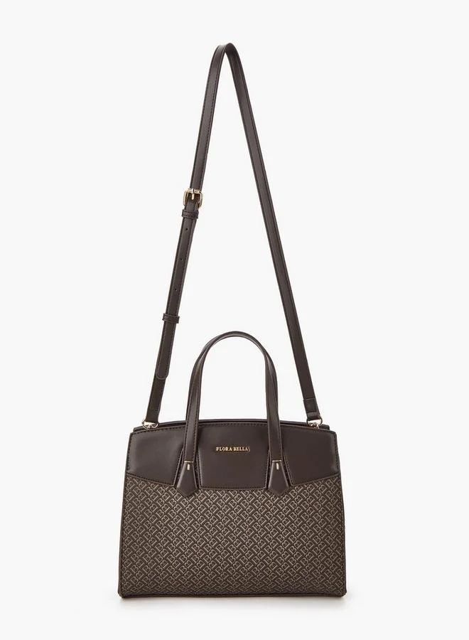 فلورا بيلا من شو إكسبرس Monogram Print Tote Bag with Double Handle and Zip Closure