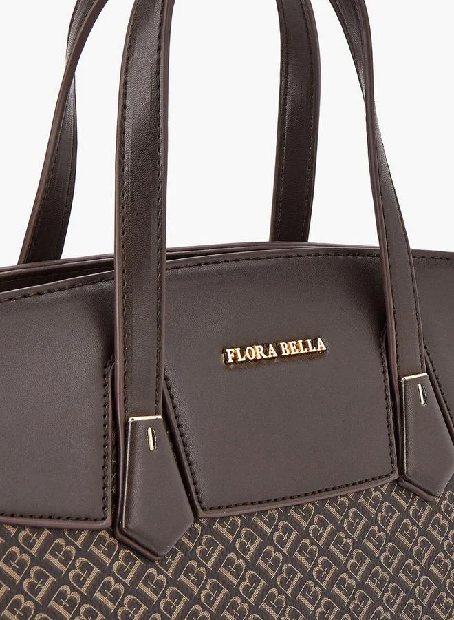 Flora Bella By Shoexpress Monogram Print Tote Bag with Double Handle and Zip Closure