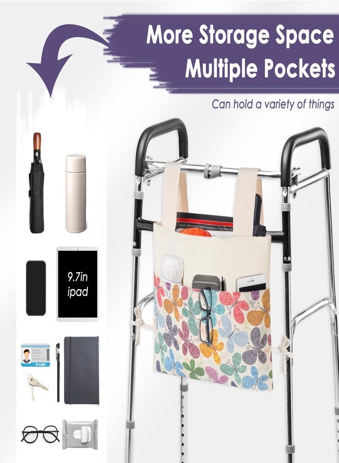 TOGETRUE Walker Bag, Handy Walker Basket with Water Cup Holder, Walker Accessories Storage Bag for Folding Walker, Wheelchairs, Strollers, 15"x11.5" (Butterfly) - Image 4