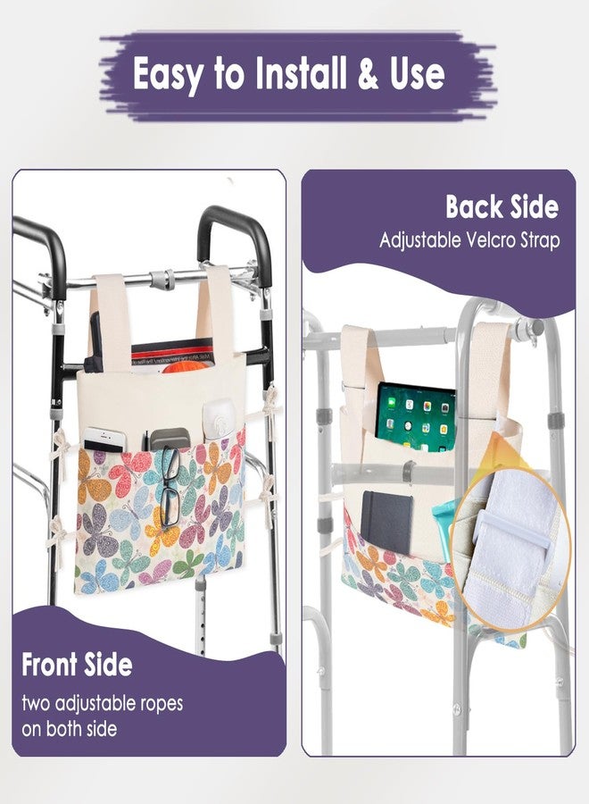 TOGETRUE Walker Bag, Handy Walker Basket with Water Cup Holder, Walker Accessories Storage Bag for Folding Walker, Wheelchairs, Strollers, 15"x11.5" (Butterfly) - Image 5