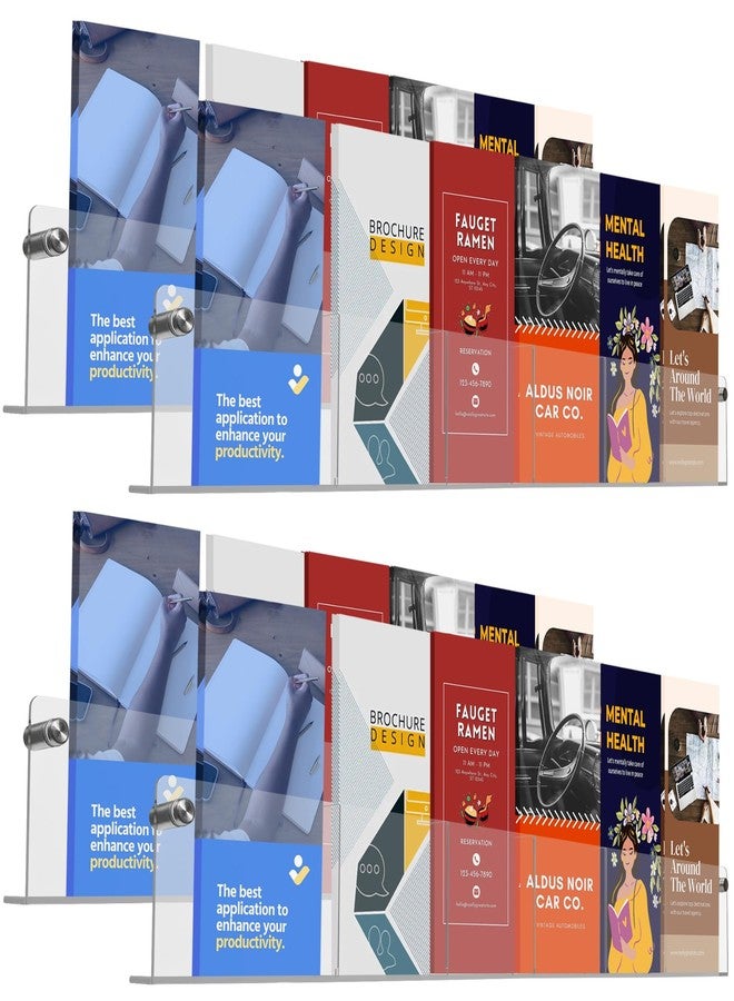 حامل كتيبات أكريليك من جوموس للتثبيت على الحائط - تصميم جمالي، شكل مثالي، حامل كتيبات للتثبيت على الحائط - مثالي لحامل النشرات، حامل كتيبات للتثبيت على الحائط - (عبوة من 4 قطع) - Image 1