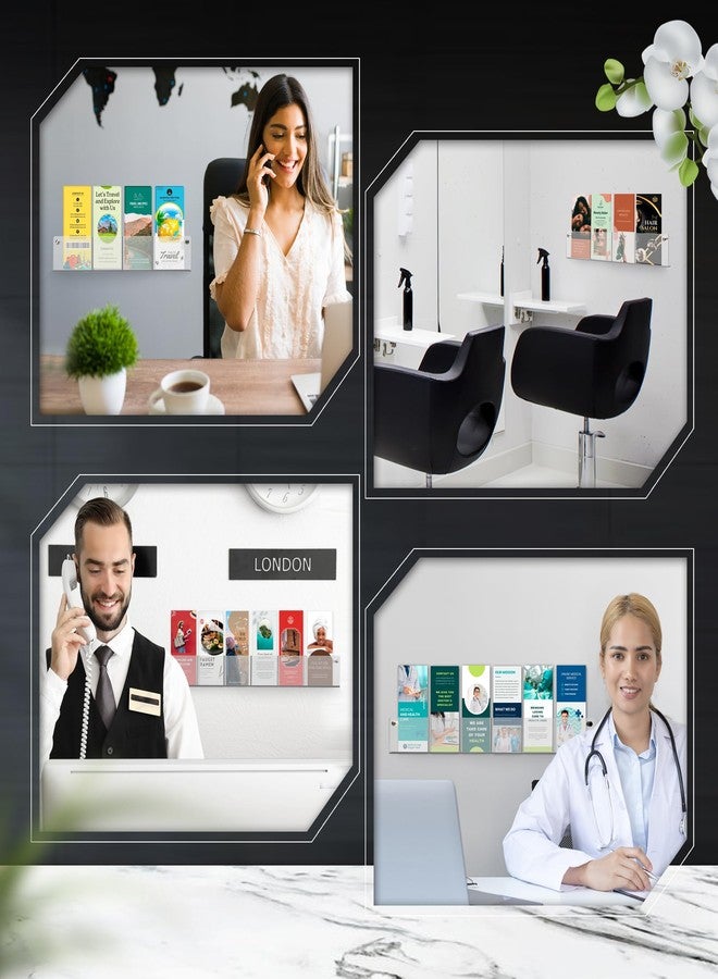 حامل كتيبات أكريليك من جوموس للتثبيت على الحائط - تصميم جمالي، شكل مثالي، حامل كتيبات للتثبيت على الحائط - مثالي لحامل النشرات، حامل كتيبات للتثبيت على الحائط - (عبوة من 4 قطع) - Image 4