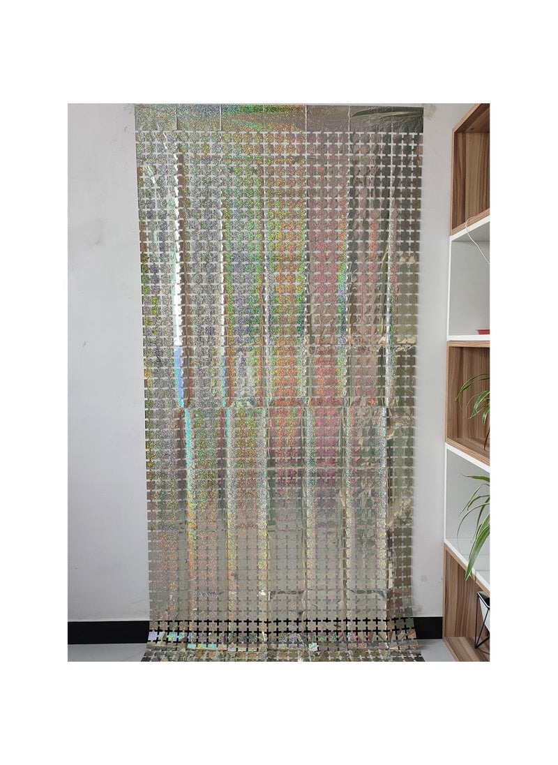 Golden Laser Square Curtain Party Decor Champagne Gold 1*2m 