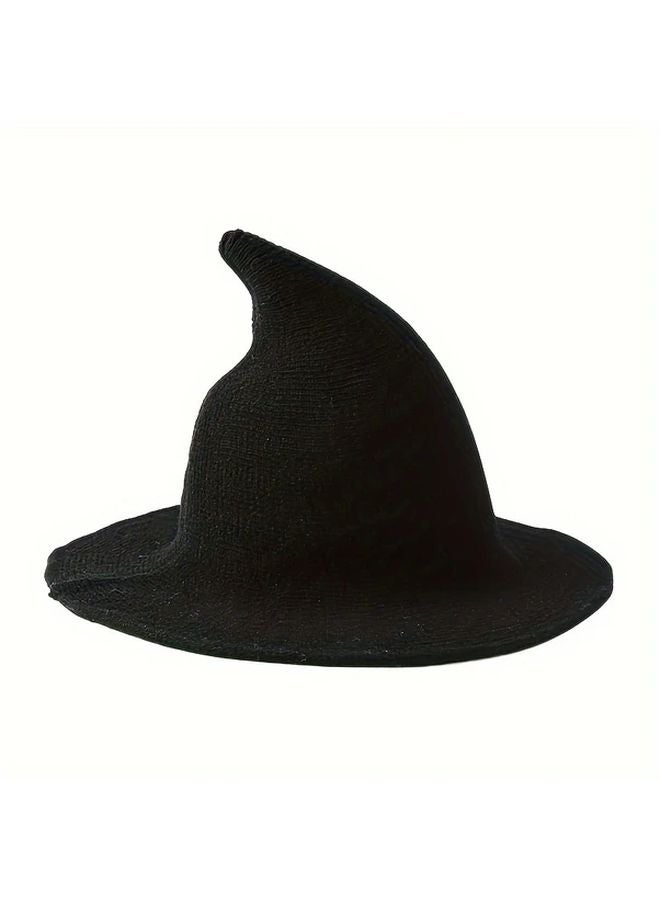 Black Knitted Witch Hat For Halloween And Christmas Party Supplies - Image 1