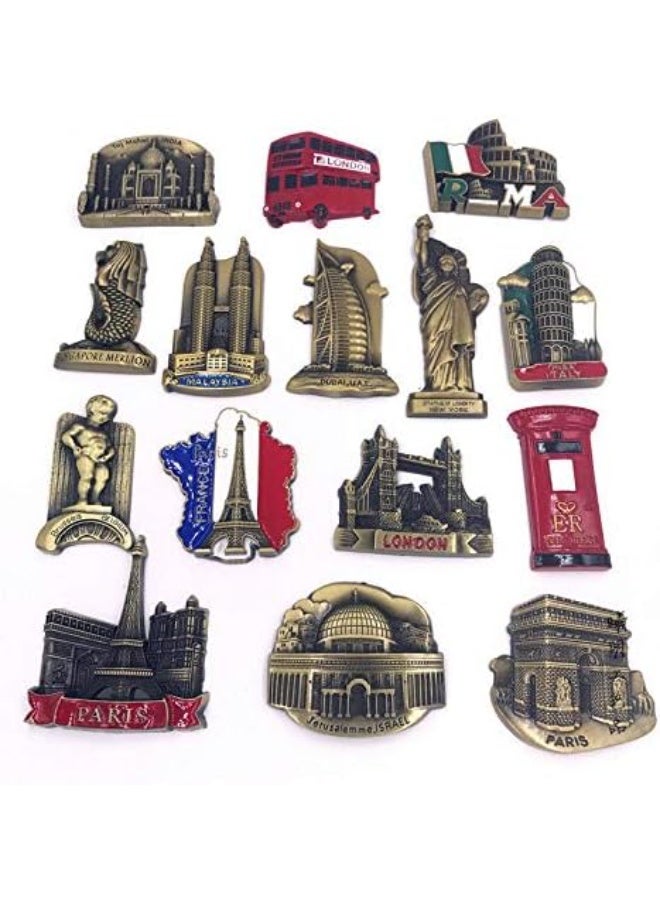 My Souq - 3D Heart-Shaped Metal Paris Decor, Featuring Eiffel Tower & Arc de Triomphe, Vintage Tabletop Ornament for Home and Office - Bronze & Red - Image 3