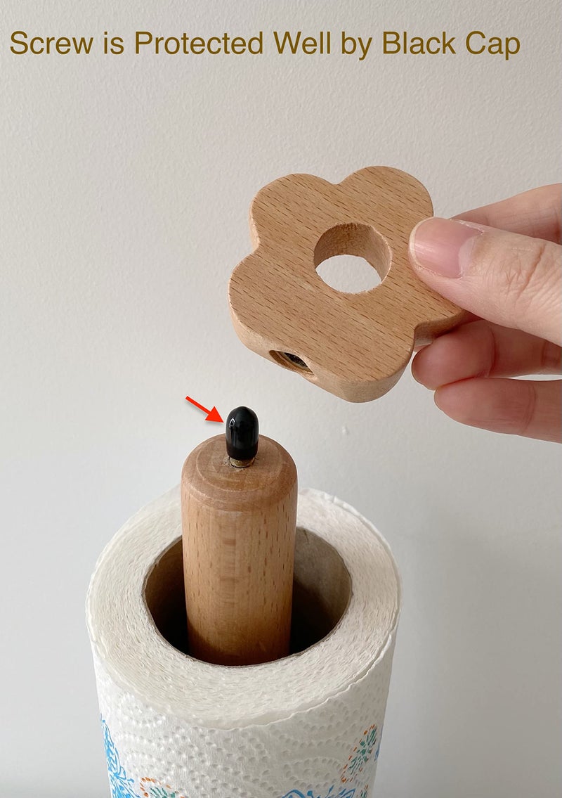 Cambiar Paper Towel Holder, Wooden Kitchen Roll Stand Organizer Free Standing, Housewarming Gift Present for Friends - Image 5