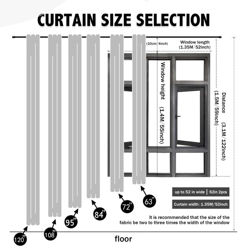 indistar Home Blackout Curtains Double Layer Solid Sheer Grommet Top Window Curtain Panel Pair, 52Wx63L,Grey - Image 2