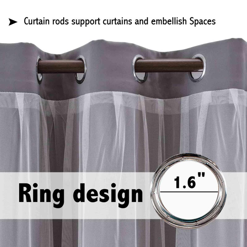 indistar Home Blackout Curtains Double Layer Solid Sheer Grommet Top Window Curtain Panel Pair, 52Wx63L,Grey - Image 4