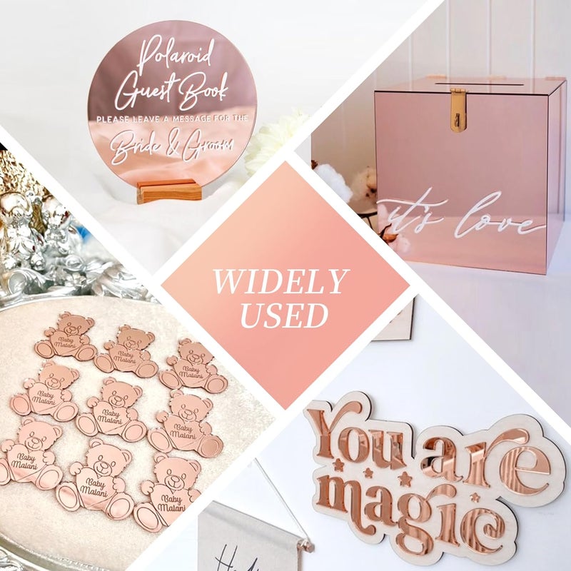 سلاسة عبوة من 3 ألواح مرايا أكريليك ذهبية مقاس 12 × 16 بوصة، سمك 3 مم، زجاج شبكي لامع معتم صلب، مناسبة للأعمال اليدوية، والقص، والنشر، والنقش بالليزر، وديكور المنزل، ألواح أكريليك عاكسة - Image 5