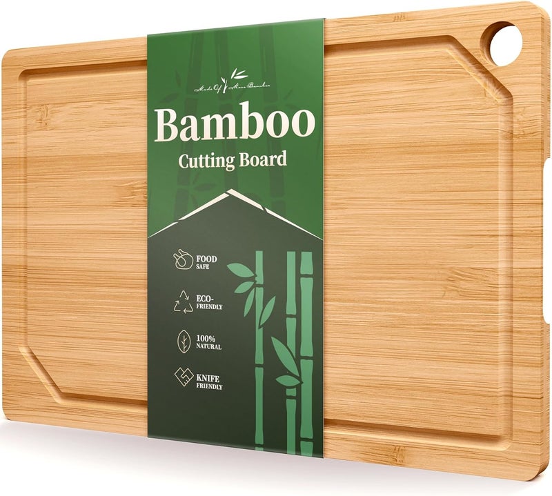 Kitsure Bamboo Cutting Board - Multi-Sizes Wooden Cutting Boards for Kitchen, Convenient Kitchen Essentials with Deep Juice Grooves, Natural Cutting Board for Chopping & Serving, 17.3" x 12.0" - Image 1
