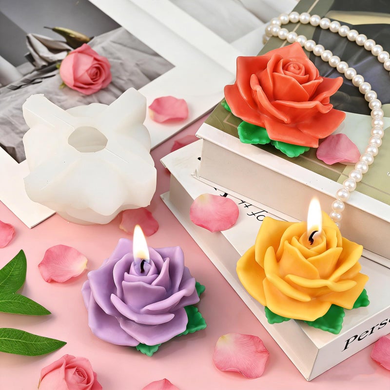 ZQYSING Large Rose Candle Molds, Rose Molds for Candles, 3D Flower Silicone Mold for Soap Wax Plaster Epoxy Resin Casting Clay Home DÃ©cor Handmade Gift - Image 3