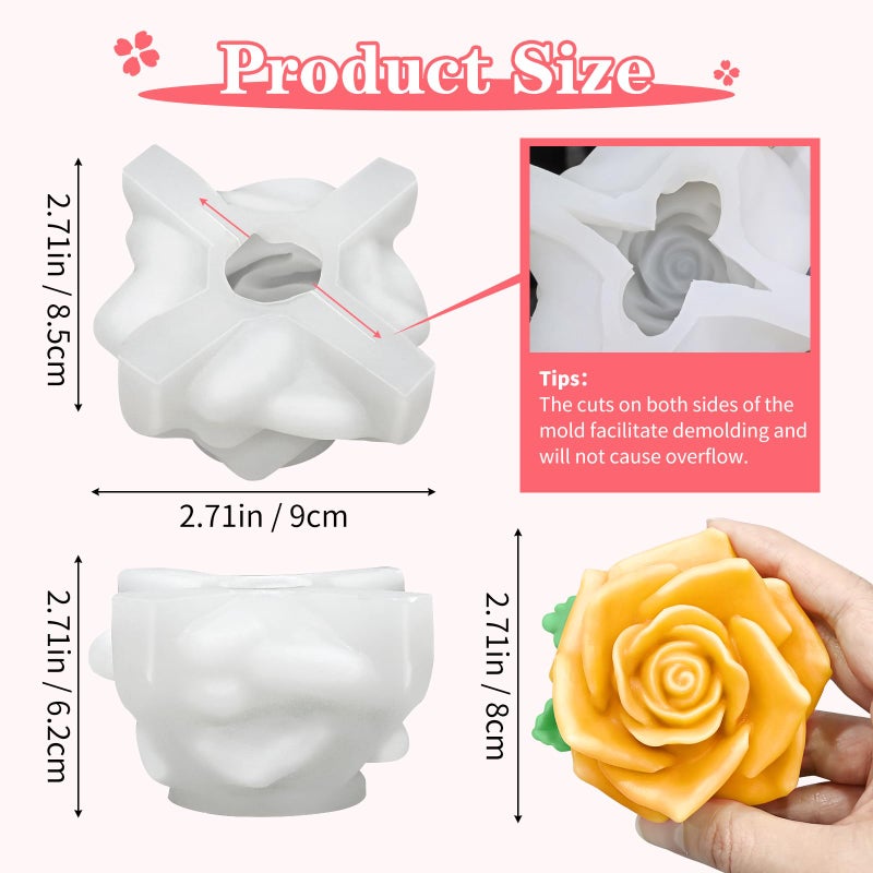 ZQYSING Large Rose Candle Molds, Rose Molds for Candles, 3D Flower Silicone Mold for Soap Wax Plaster Epoxy Resin Casting Clay Home DÃ©cor Handmade Gift - Image 5