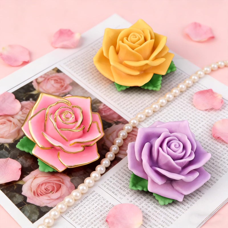 ZQYSING Large Rose Candle Molds, Rose Molds for Candles, 3D Flower Silicone Mold for Soap Wax Plaster Epoxy Resin Casting Clay Home DÃ©cor Handmade Gift - Image 2